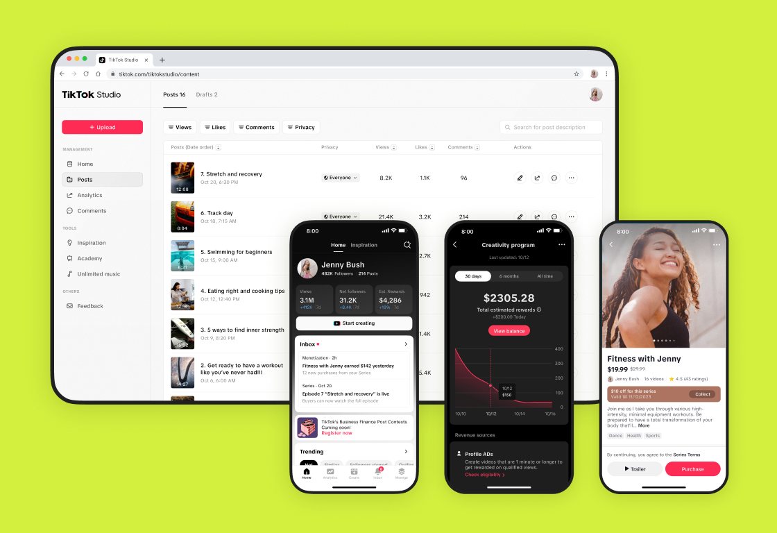 TikTok Studio, Creator Funds, and Series paid content